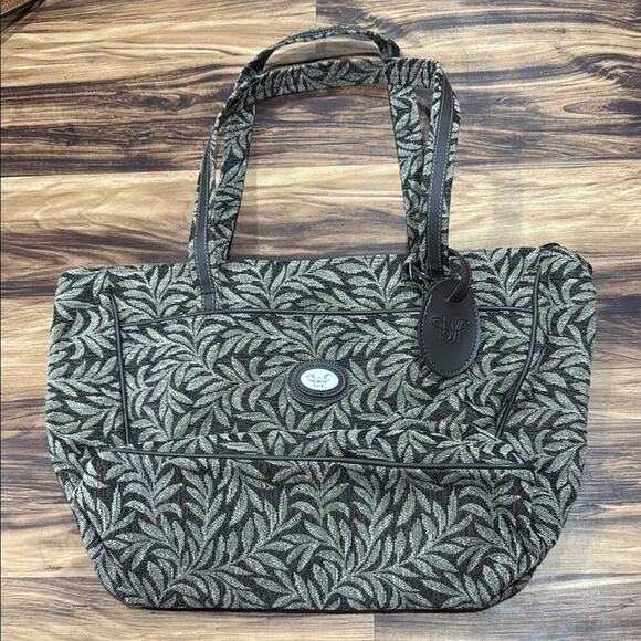 Diane Von Furstenberg Green and Black Tote Bag with Elegant Design - Picture 1 of 4